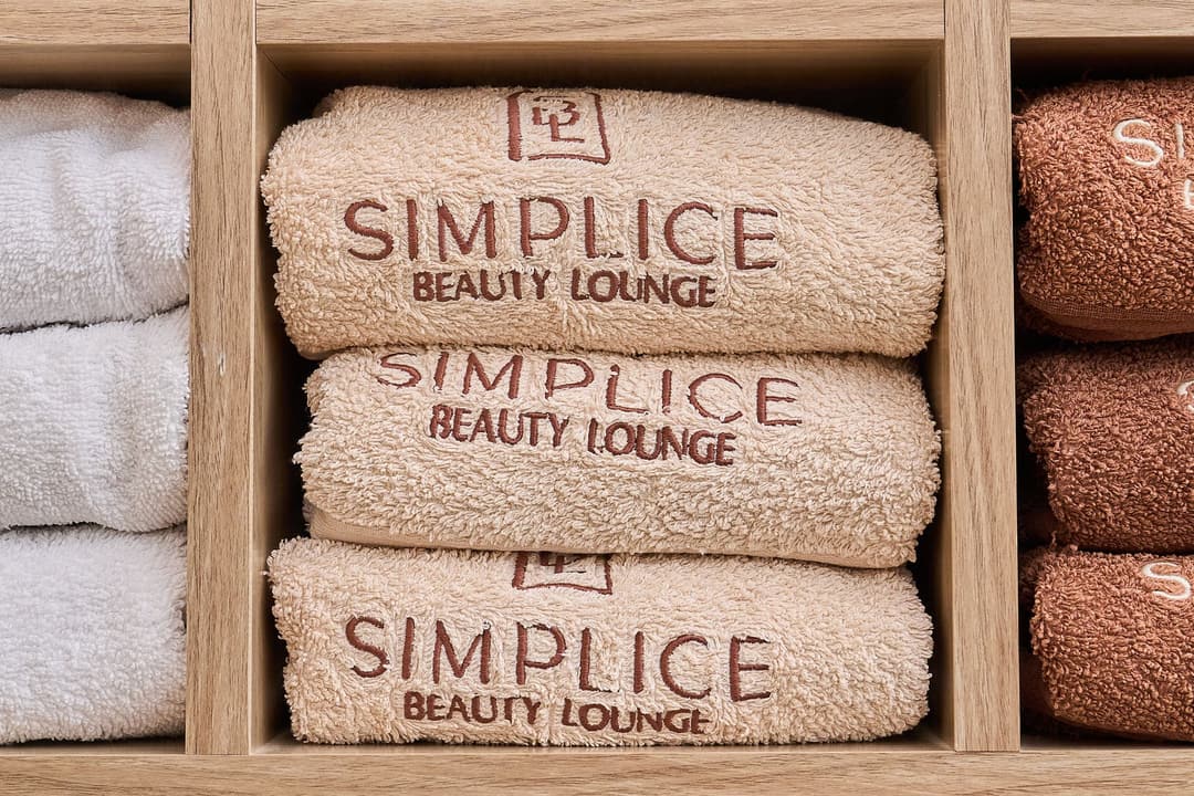 Simplice monogram towels in the treatment room